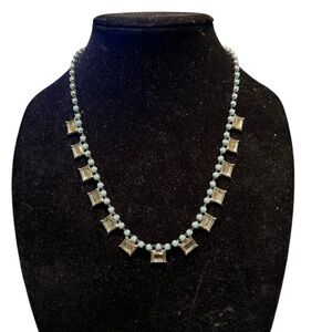 Lia Sophia Damsel Chic Silver and Blue Resin Gemstone Necklace